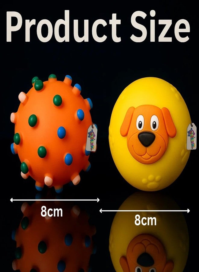 Western Era Durable Dog Squeaky Toy Combo | Spiked Ball with Colorful Bumps + Cute Dog Face Ball for Chewing, Fetching & Training | Bouncy & Fun Toys for Dogs | Pet Sound Toys for Playtime & Teething - Image 3